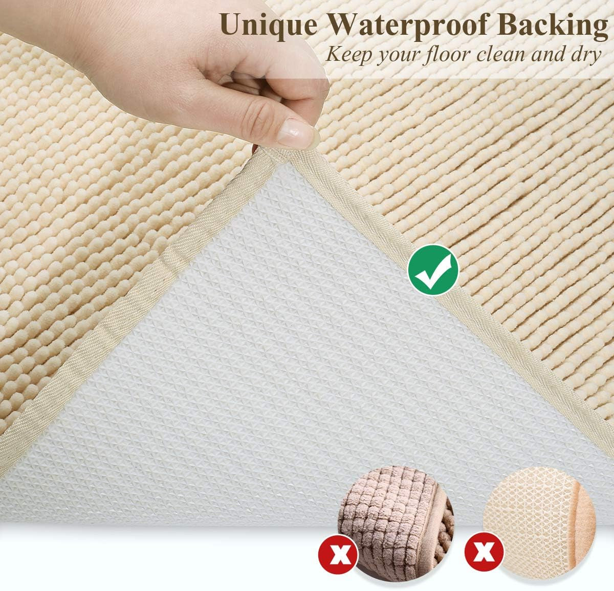 Cat Litter Mat, Litter Trapping Mat, 31"× 20" Cat Kitty Litter Rug with Waterproof Back, Super Soft for Cat'S Paws, Machine Washable, Beige