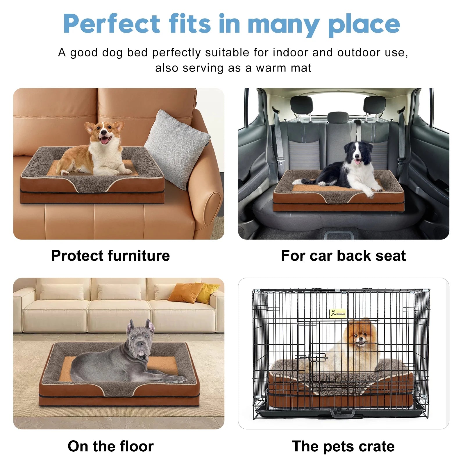 Dog Beds for Large Medium Small Dogs Orthopedic Pet Bed Sofa Supportive Egg Crate Foam Animal Couch with Removable Washable Cover Non Skid Bottom S to XL